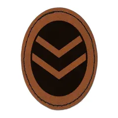 Chevron Arrow in Circle Round Iron-On Engraved Faux Leather Patch Applique - 2.5" Brown