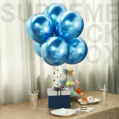 50 Blue Metallic Balloons Chrome Shiny Latex