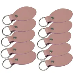 Oval Leather Keychains Kit &ndash; Full-Grain Latigo, DIY Personalization Ready, 10 Pack Blush Pink