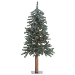 Vickerman 36" Natural Bark Alpine Artificial Christmas Tree Warm White LED Light Green