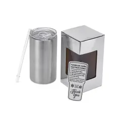 MakerFlo 14 oz Skinny Stainless Steel Tumbler with Lid & Straw | Craft-Ready for DIY Gifts & Personalization (Epoxy, UV DTF, Vinyl, and Laser Engraving) - Not for Sublimation