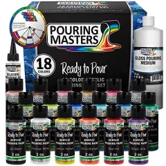 18 Color Ready to Pour Acrylic Pouring Paint Set - Premium Pre-Mixed High Flow 2-Ounce Bottles - for Canvas, Wood, Paper, Crafts, Tile, Rocks and More