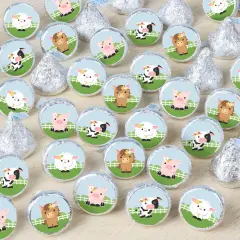 Big Dot of Happiness Girl Farm Animals - Pink Barnyard Baby Shower or Birthday Party Small Round Candy Stickers - Party Favor Labels - 324 Count