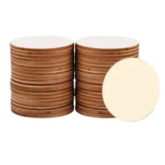 Hion 100 Pcs Unfinished Wood Slices - 2 Inch Natural Round Wood Circles for Crafts Wood Blanks Round Cutouts Ornaments Slices - for DIY Art Crafts Christmas Decorations