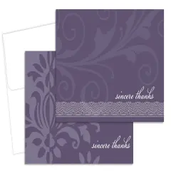Great Papers! Thank You Note Card and White Envelope, Amethyst Flourish, 4.75" x 3.375"(folded), 24 count
