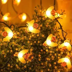 Solar Bee String Lights for Outdoor Yard Garden Decor Warm white