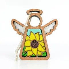 3.5" (H) Sunflower Ornament - Handcrafted in Texas - Mother's Angels&reg; Angel Wings Figurine