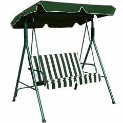 Loveseat Cushioned Patio Steel Frame Swing Glider Green