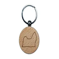 Shih Tzu Dog Outline Engraved Wood Round Keychain Tag Charm