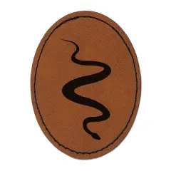 Slithering Snake Solid Round Iron-On Engraved Faux Leather Patch Applique - 2.5" Brown