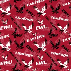 Sykel Enterprises-Eastern Washington University Cotton Fabric-Eastern Washington Eagles Tone On Tone Cotton Quilting Fabric