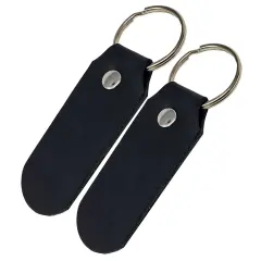 2 Sided Leather Key Chains 10 Pack-Customize it for Promotional Gifts, Fundraising, Events, Wedding - Engrave on Both Sides Black