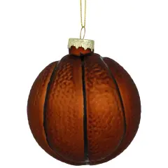 Northlight Basketball Glass Christmas Hanging Ornament - 3.5" - Orange and Black