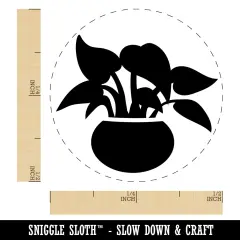 Potted Plant Pothos Devils Ivy Self-Inking Rubber Stamp Ink Stamper for Stamping Crafting Planners UV