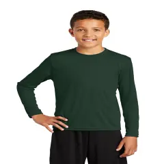 Sport-Tek&reg; Crew Neck Long Sleeve T-Shirt for Youth Forest green