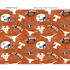 Sykel Enterprises-University of Texas&nbsp; Cotton Fabric-Texas Longhorns Tone On Tone Cotton Quilting Fabric