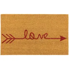 Northlight Natural Coir "Love" Arrow Outdoor Doormat 18" x 30" Brown