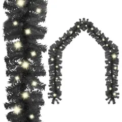 33 ft Black Christmas Garland with LED Lights