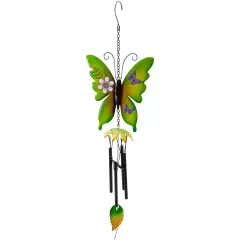 Northlight 15.75" Green Metal Butterfly Outdoor Garden Windchime