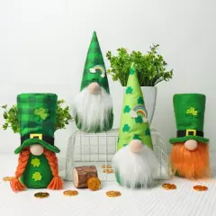 Bunny Chorus St Patricks Day Decorations Gnomes Gifts 4pcs, Farmhouse Plush Tomte Swedish Scandinavian Saint Patricks Day Decor Rainbow Nisse for Home Holiday Gnome D&eacute;cor