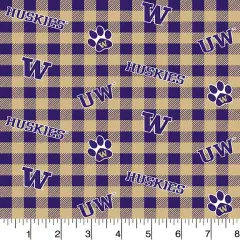 Sykel Enterprises-University of Washington Cotton Fabric-Washington Huskies Buffalo Plaid Cotton Quilting Fabric