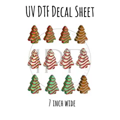 7"x7"- #18- Christmas Tree Cake - UV DTF Decal SHEET