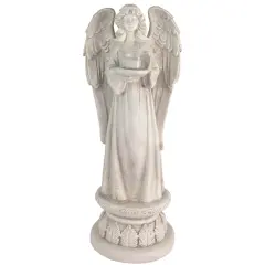 Northlight 22.5" Standing Angel with Birdbath Votive Candle Holder Outdoor Garden Statue Gray