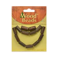 6 Packs of Wooden Tube Beads - Dark Brown- 14x7mm - 13 pcs.