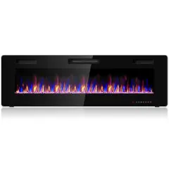 Recessed Ultra Thin Electric Fireplace Heater with Glass Appearance