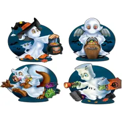 15" Set Of 4 Halloween Character Ghost Kids Cutouts Party Decorations