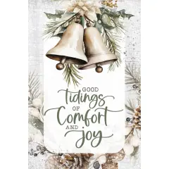 Good Tidings Christmas Wood Plaque with Easel and Hook Wall Tabletop Art - 4 inches x 6 inches