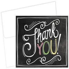 Great Papers! Thank You Note Card and White Envelope, Chalkboard, 4.75" x 3.375"(folded), 24 count