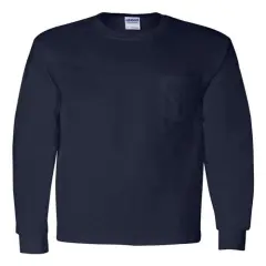 Gildan&reg; Ultra Cotton Long Sleeve Crewneck Pocket T-Shirt - 2410 Navy