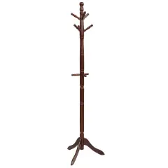 Adjustable Height Free Standing Wooden Coat Rack Tree Perfect for Any Room Brown