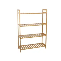4Tier Bamboo Adjustable Tall Bookshelf Rack Free Standing Storage.