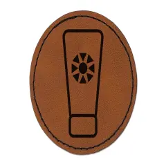 Sunscreen Summer Round Iron-On Engraved Faux Leather Patch Applique - 2.5" Brown