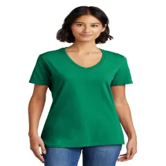Port & Company&reg; Ladies Core Cotton V Neck Short Sleeve Tee Kelly