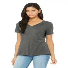 V-Neck Short Sleeve Tee Shirt for Women | RADYAN&reg; Grey triblend