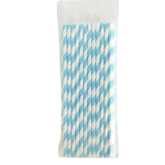 Kitcheniva Biodegradable Paper Straws Pattern Color 100 to 200 Pcs Light blue stripe