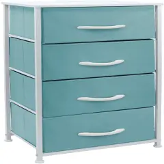 Sorbus Dresser with 4 Drawers - Bedside Furniture & Night Stand End Table Dresser with Steel Frame, Wood Top, Easy Pull Fabric Bins for Home, Bedroom Accessories, Office & Dorm Aqua