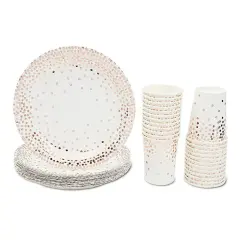 150 Pcs Rose Gold Birthday Party Disposable Plates