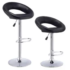 Set of 2 Adjustable Swivel PU Bar Stools
