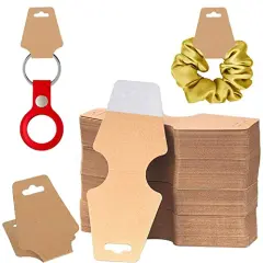 200 Pieces Keychain Display Cards with Adhesive Necklace Bracelet Jewelry Hanging Blank Kraft Paper Packaging Tags