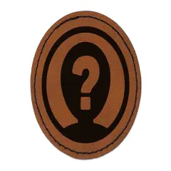 Anonymous Hidden Secret Person Icon Round Iron-On Engraved Faux Leather Patch Applique - 2.5" Brown