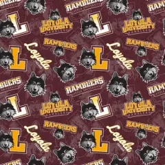 Sykel Enterprises-University of Loyola Chicago Cotton Fabric-Loyola Ramblers Tone On Tone Cotton Quilting Fabric