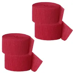 4-Roll Multi-Colored Crepe Paper Streamers for Party Decoration Red