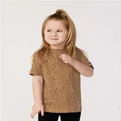 Rabbit Skins&reg; Toddler Fine Crewneck Short Sleeve Jersey Tee - 3321 Brown leopard