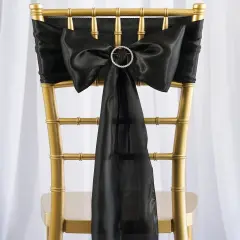 10Pcs Satin Chair Sashes for Wedding Reception Decor Black