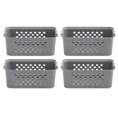 IRIS USA Medium Organizer Storage Basket, Gray, Pack of 4