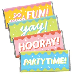 Big Dot of Happiness Party Time - Candy Bar Wrapper Happy Birthday Party Favors - Set of 24